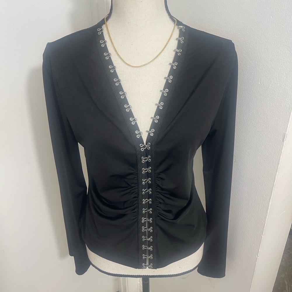 Black Ruched Versus Hook Closure Top